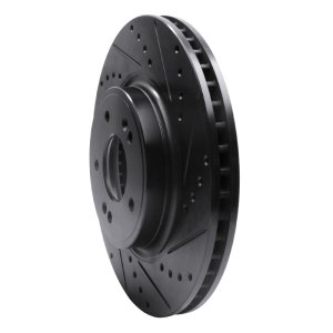 Genesis G70 Brake Rotor (1) - Front Right - R1 Concepts - Drilled & Slotted - Black - `18-`23